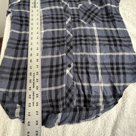 Rails Hunter Womens Plaid Long Sleeve Shirt Hunter Twilight Ebony White Medium - Picture 8 of 8